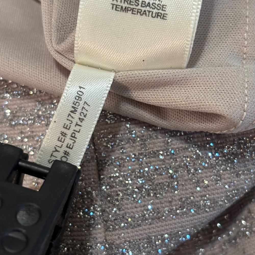 Eliza J Dress Size 8 Champagne Glitter Cold Shoulder Sheath Cocktail Party - Picture 14 of 17